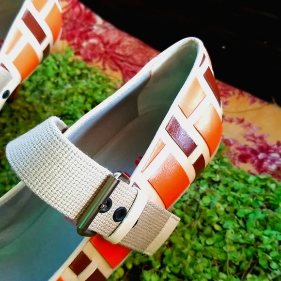 MIU MIU Y2k Orange  Brown Basketweave Italy  Leather Mary Janes Shoes 39 8.5 Euc - Picture 5 of 16